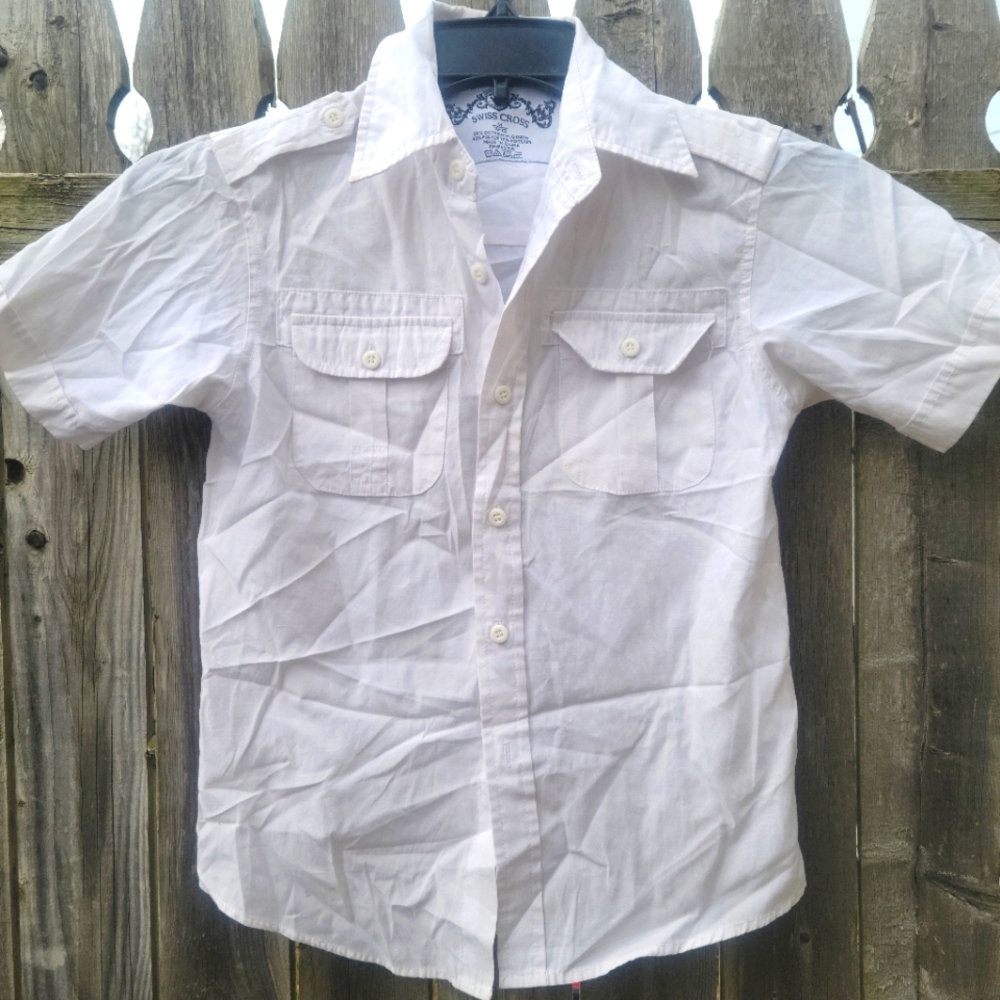 Boy's Swiss cross button down shirt